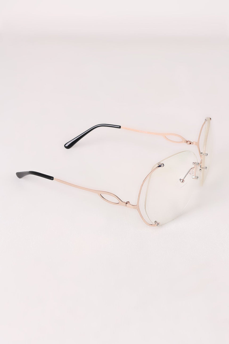 Oversized Clear Lenses Rimless Butterfly Glasses