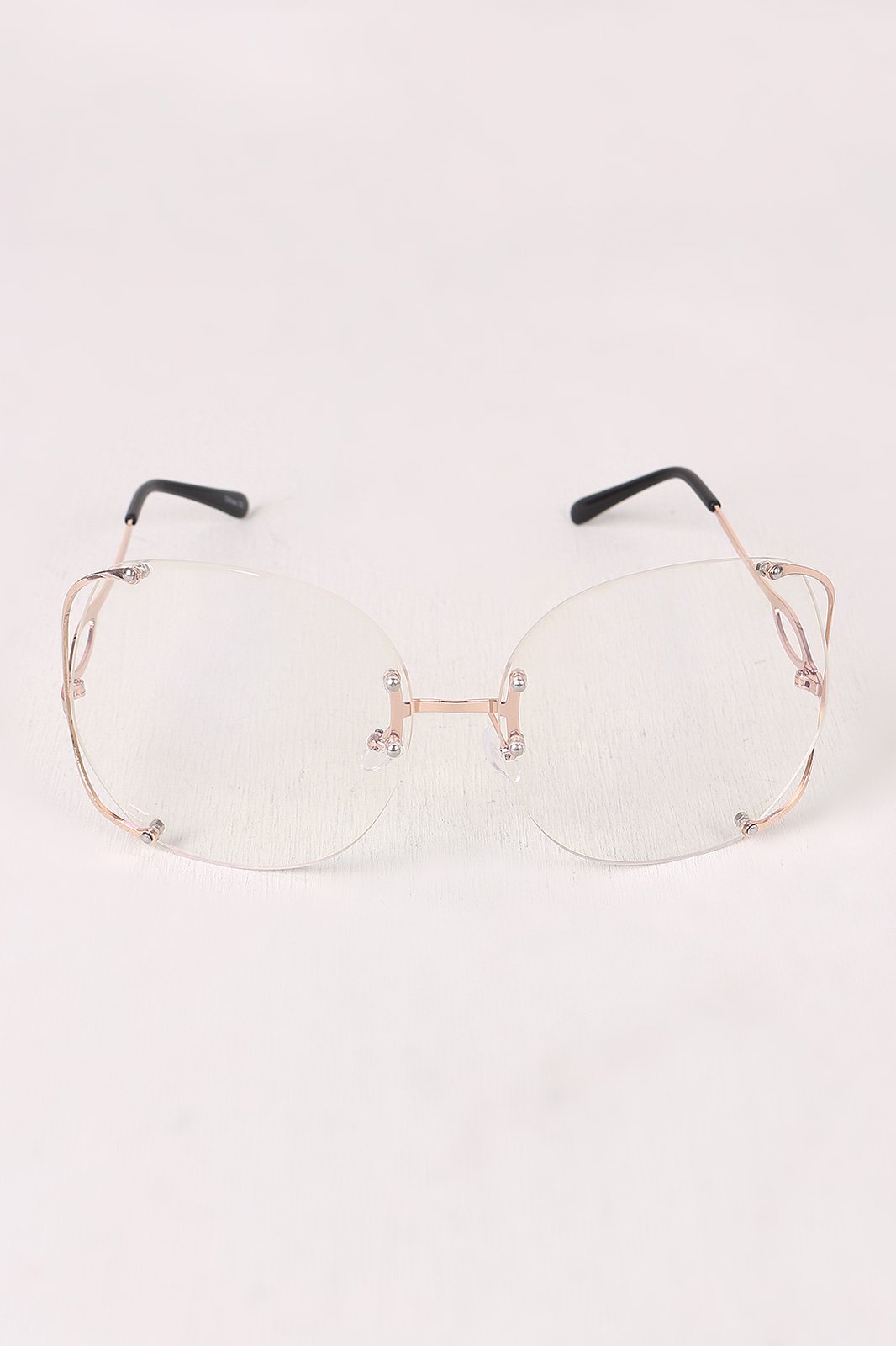Oversized Clear Lenses Rimless Butterfly Glasses