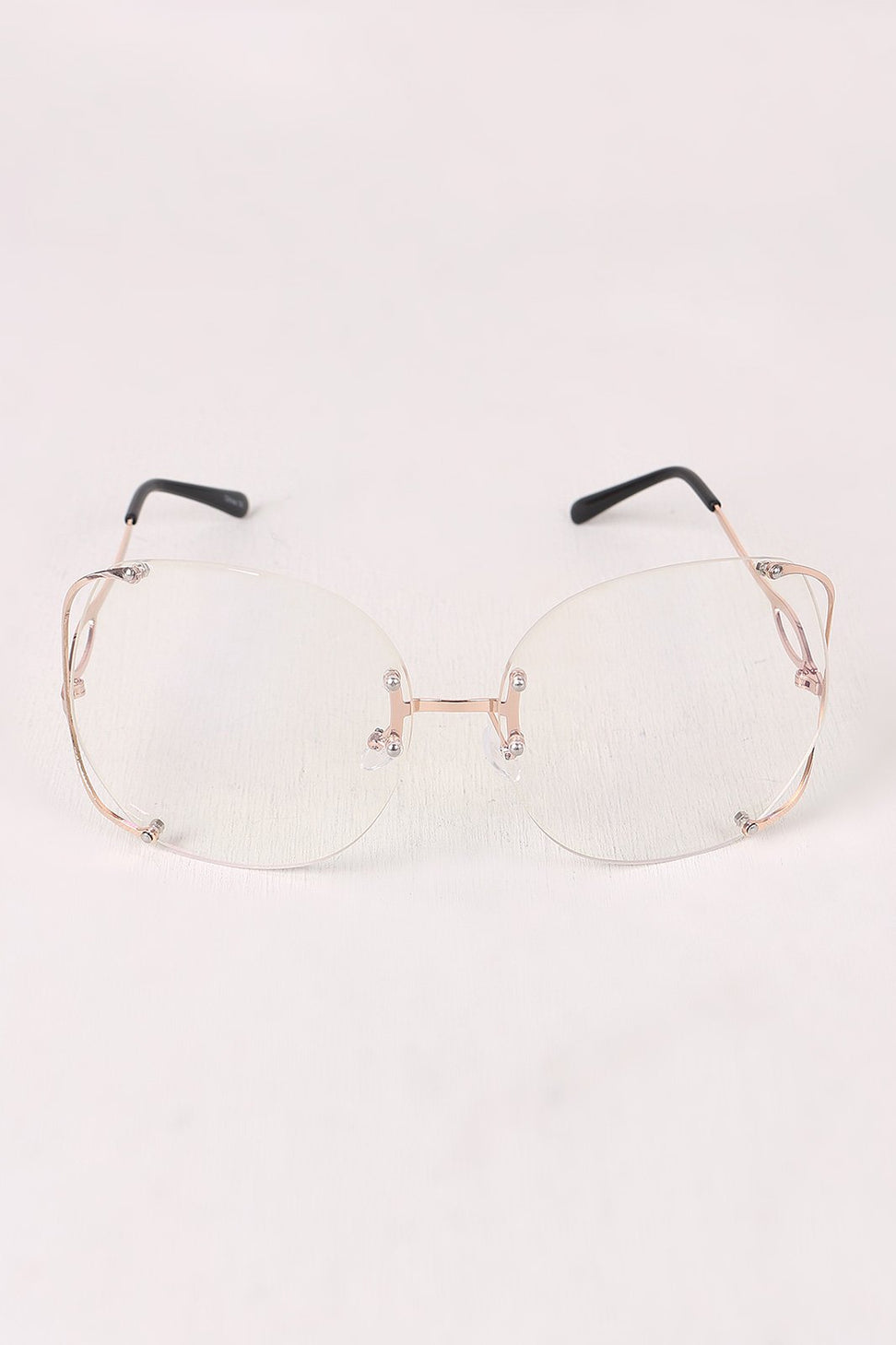 Oversized Clear Lenses Rimless Butterfly Glasses