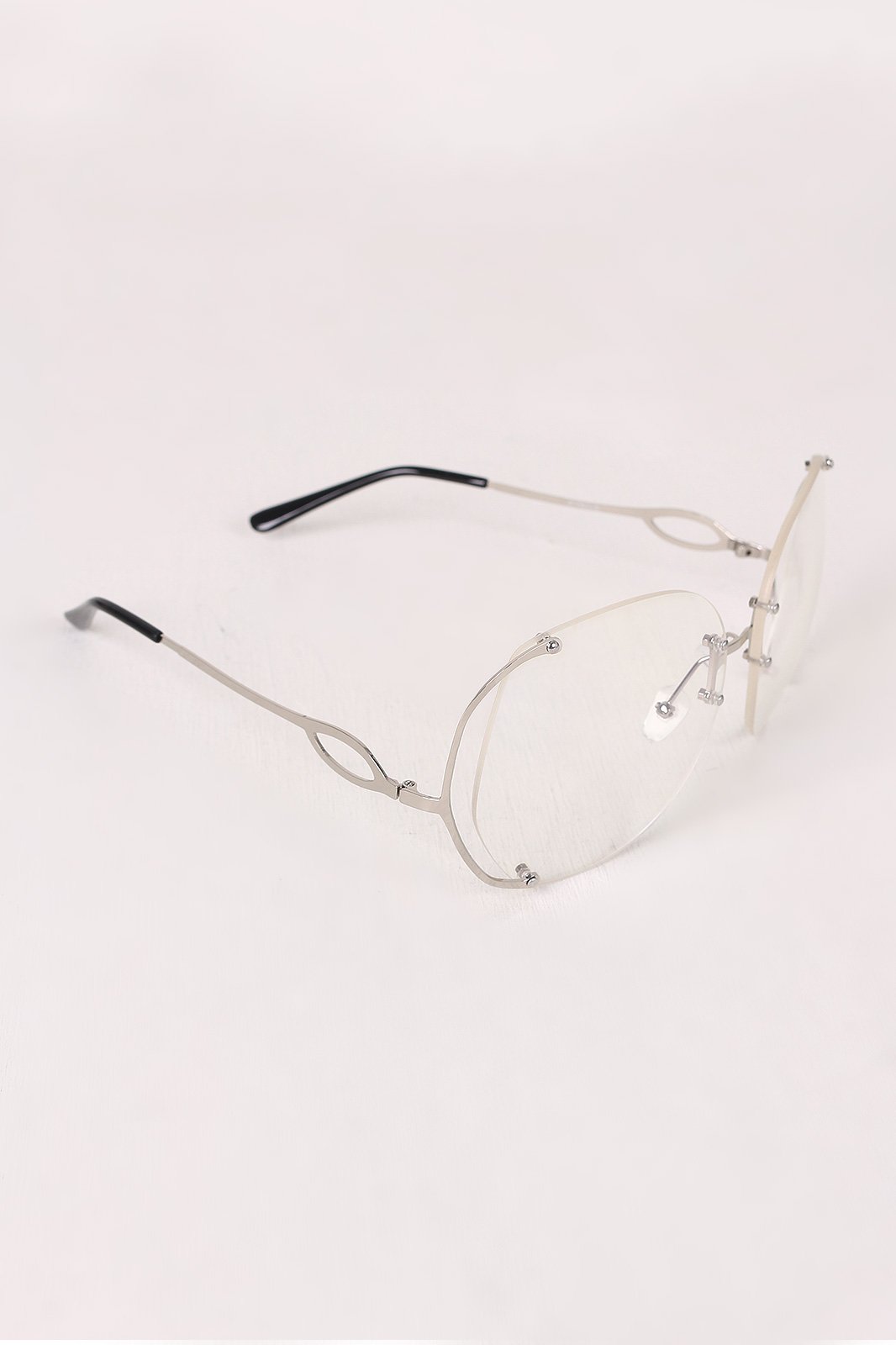 Oversized Clear Lenses Rimless Butterfly Glasses