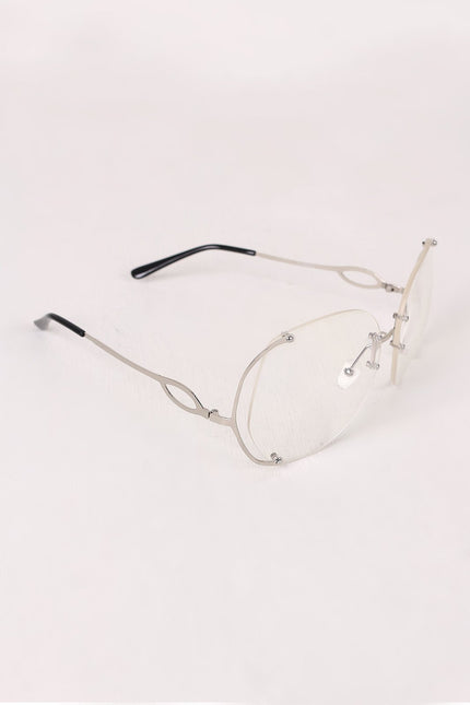 Oversized Clear Lenses Rimless Butterfly Glasses