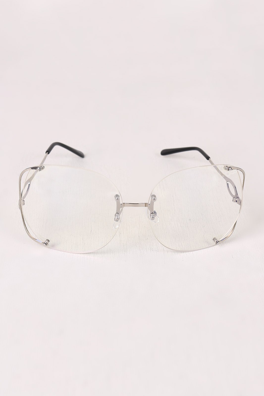 Oversized Clear Lenses Rimless Butterfly Glasses