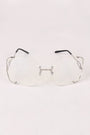 Oversized Clear Lenses Rimless Butterfly Glasses
