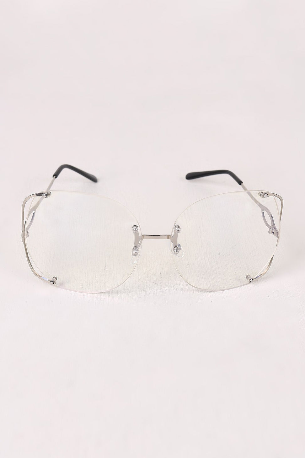 Oversized Clear Lenses Rimless Butterfly Glasses