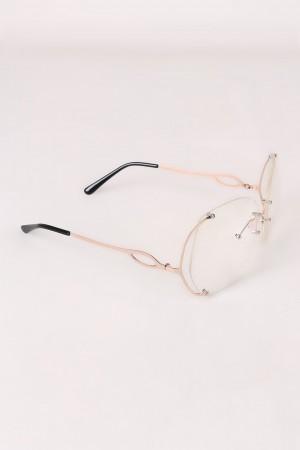 Oversized Clear Lenses Rimless Butterfly Glasses