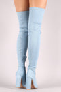 Fitted Ripped Denim Chunky Heeled Over-The-Knee Boots - NoveltyOne