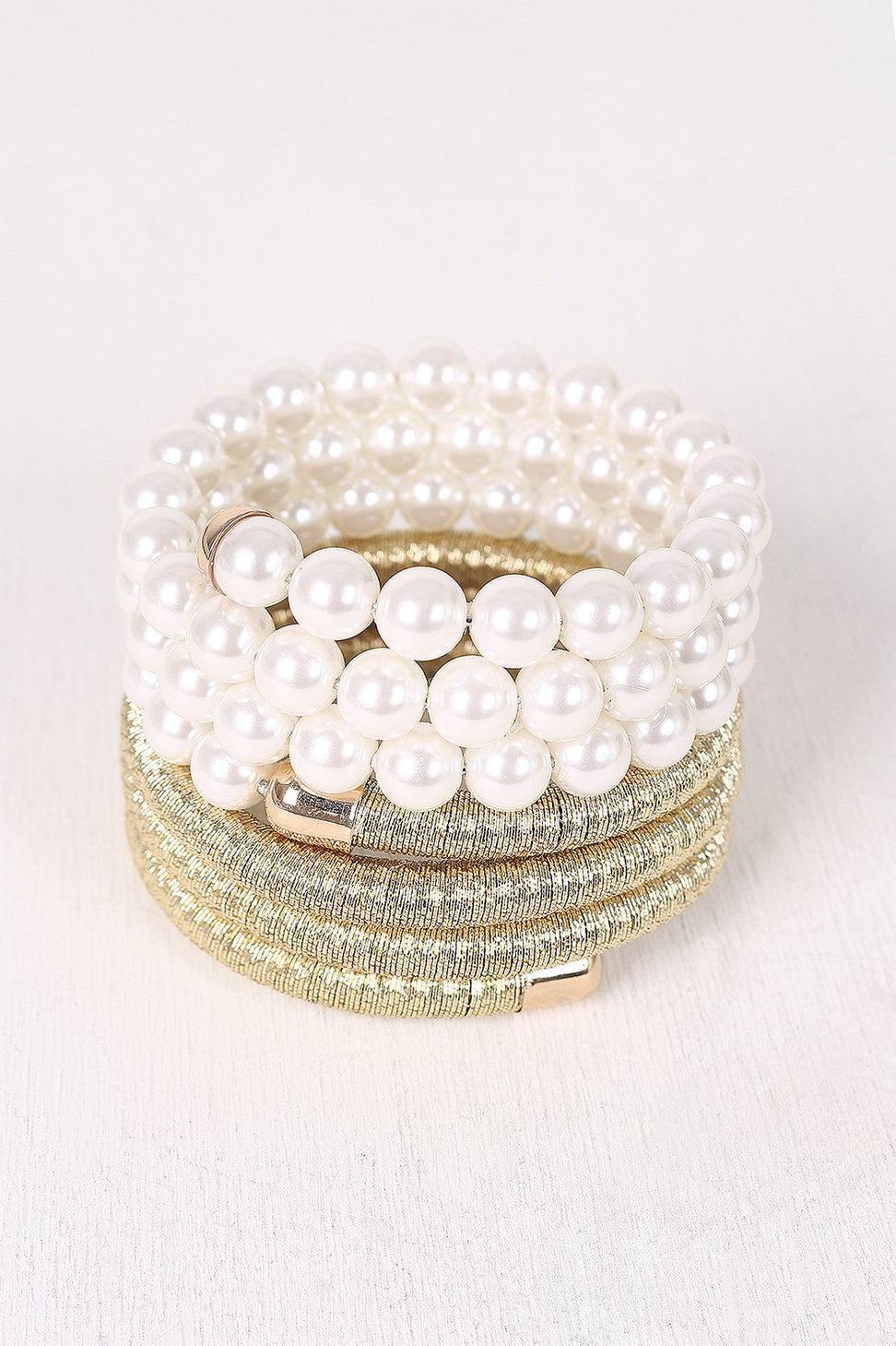 Metallic Wire Wrap Around Pearl Bracelet