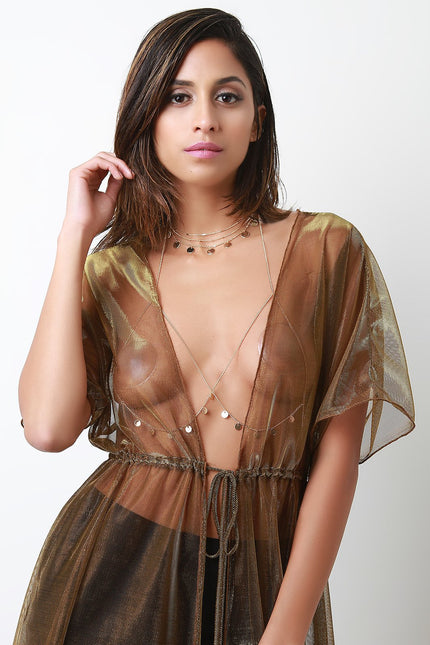 Coin Charm Layered Bra Body Chain Necklace Set