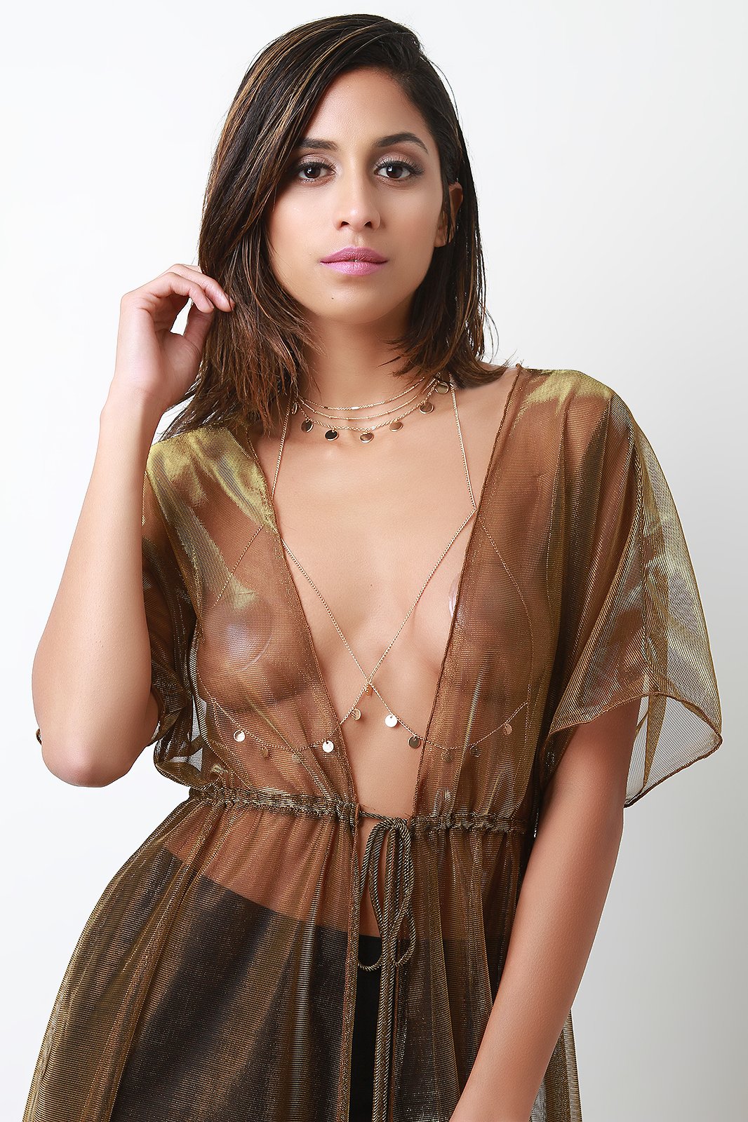 Coin Charm Layered Bra Body Chain Necklace Set