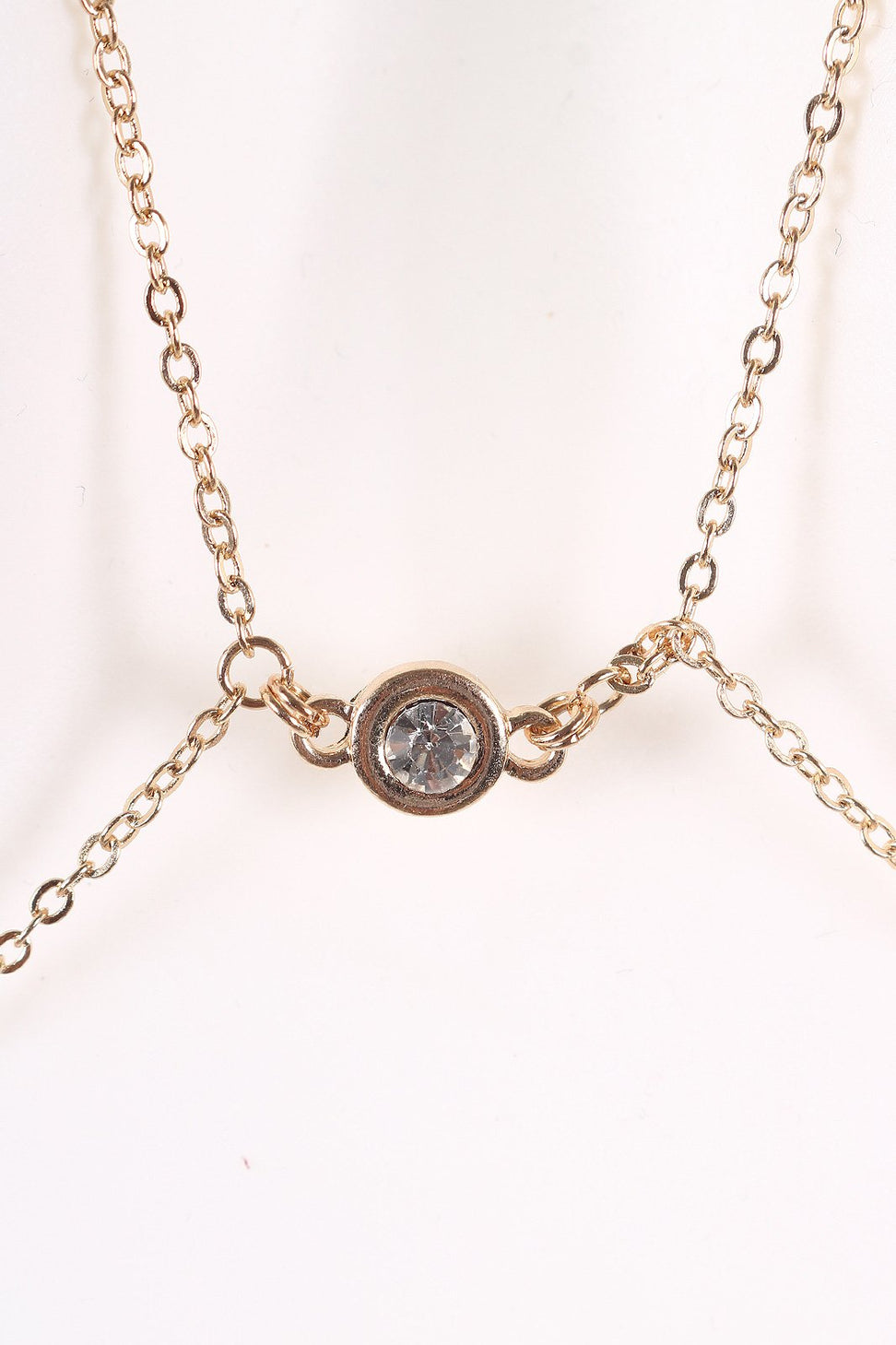 Layered Encase Rhinestone Bra Body Chain Necklace Set