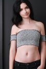 Ribbed Knit Bardot Crop Top