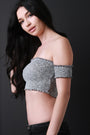 Ribbed Knit Bardot Crop Top