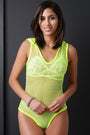 Sleeveless Fishnet Mesh Hoodie Bodysuit