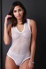 Sleeveless Fishnet Mesh Hoodie Bodysuit