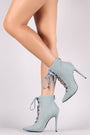 Shoe Republic LA Denim Lace Up Stiletto Booties