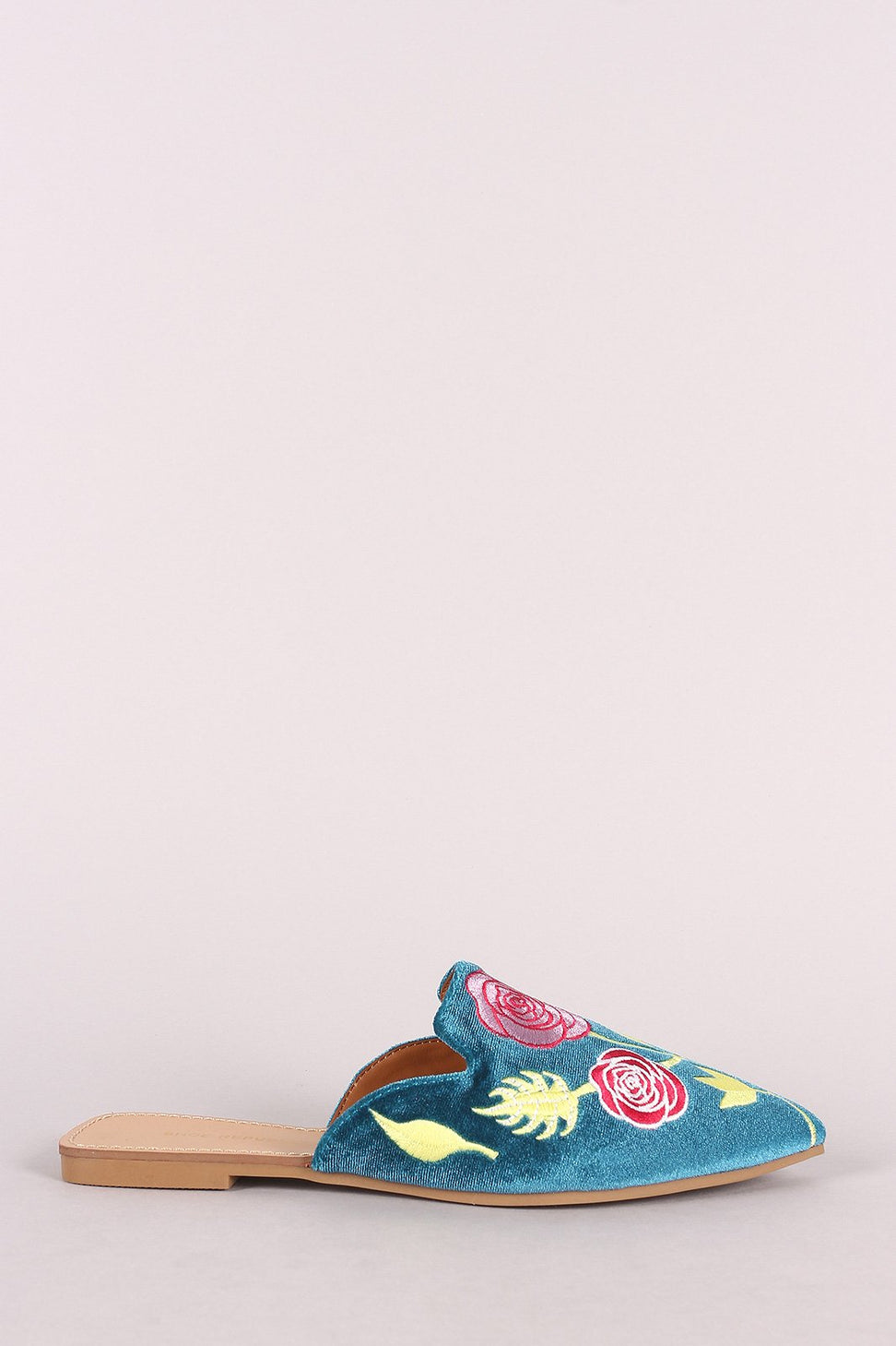 Shoe Republic LA Embroidery Floral Pointy Toe Mule Flat