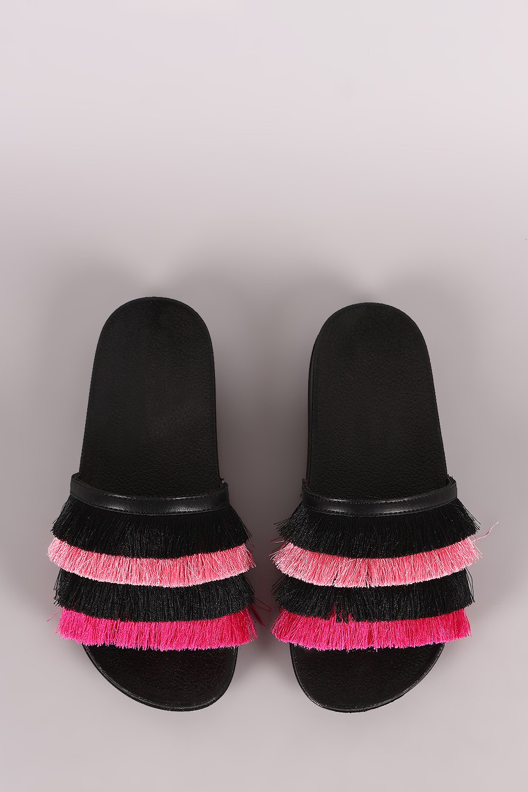 Shoe Republic LA Layered Fringe Slide Sandal