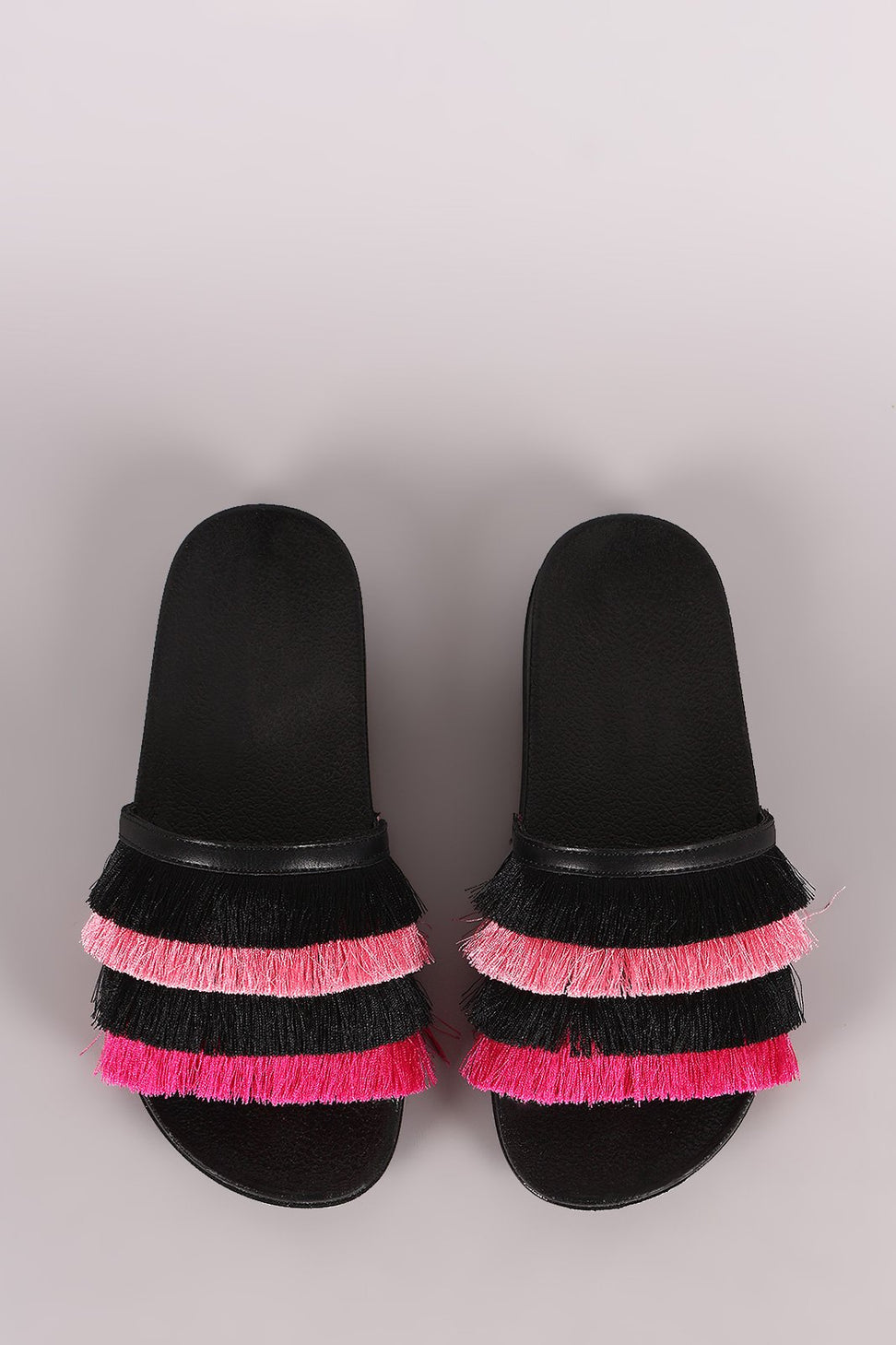 Shoe Republic LA Layered Fringe Slide Sandal