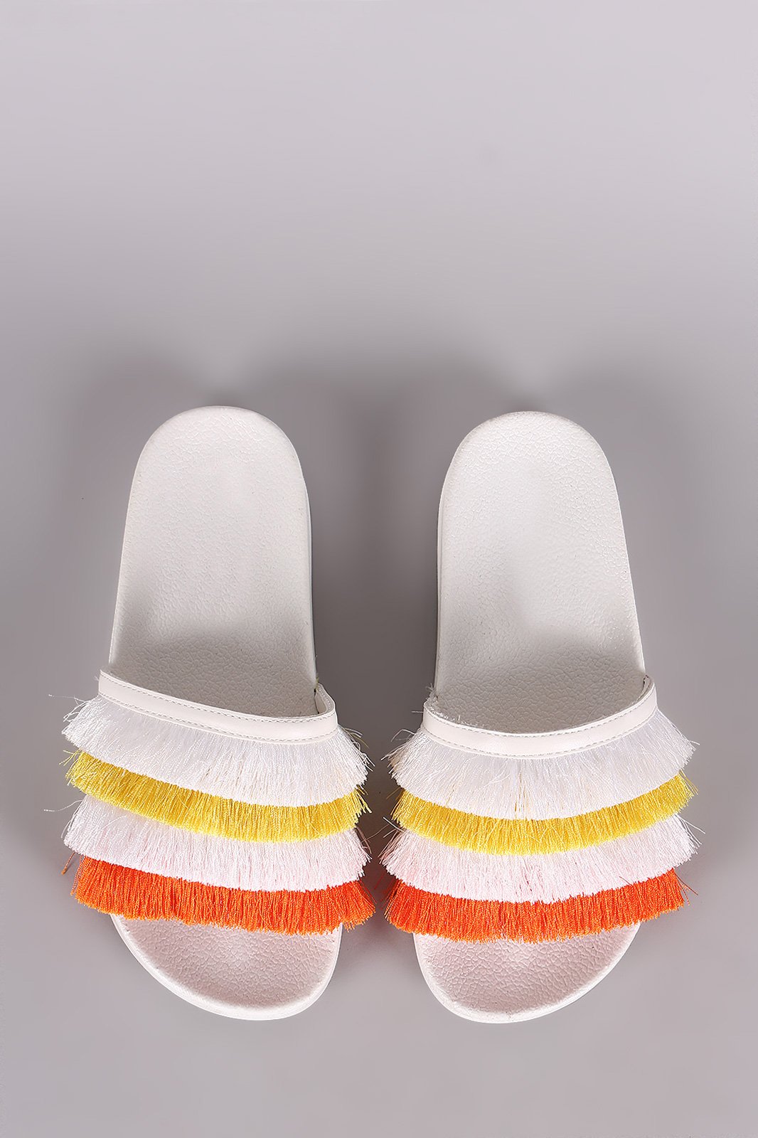 Shoe Republic LA Layered Fringe Slide Sandal