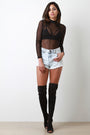 Mock Neck Long Sleeve Semi-Sheer Mesh Bodysuit - NoveltyOne
