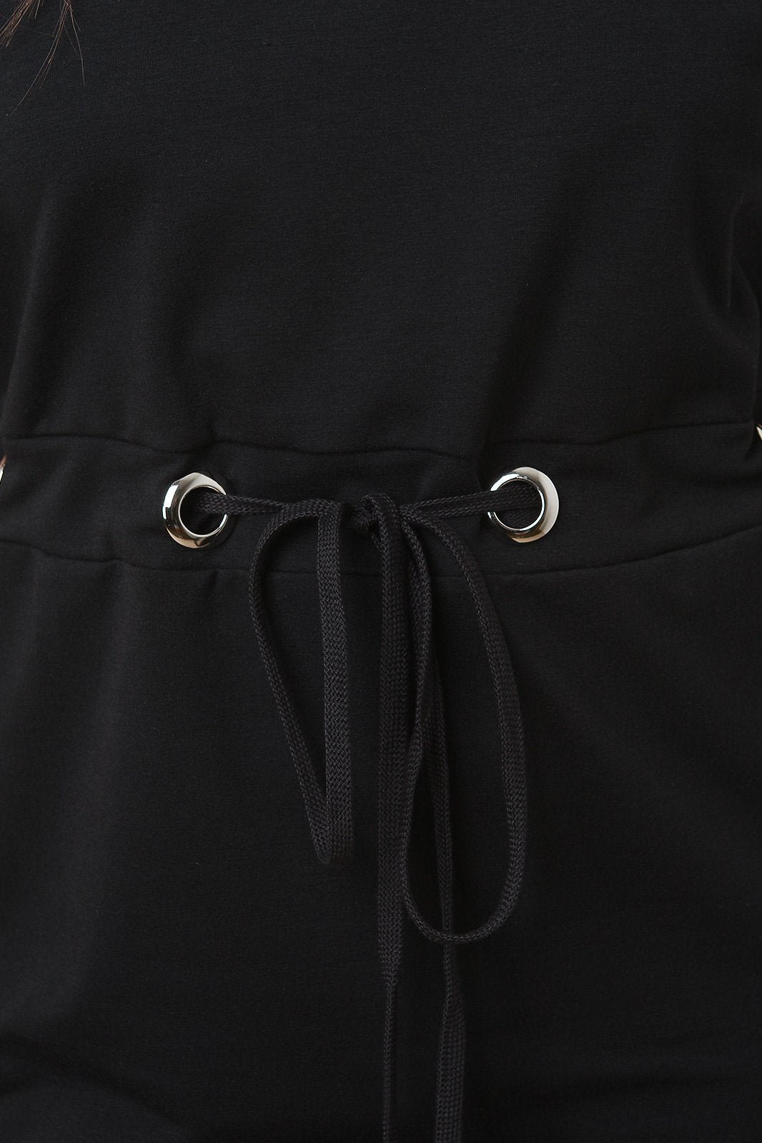 Boat Neck Grommet Embellished Midi Dress