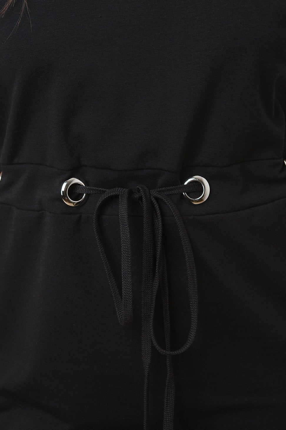 Boat Neck Grommet Embellished Midi Dress