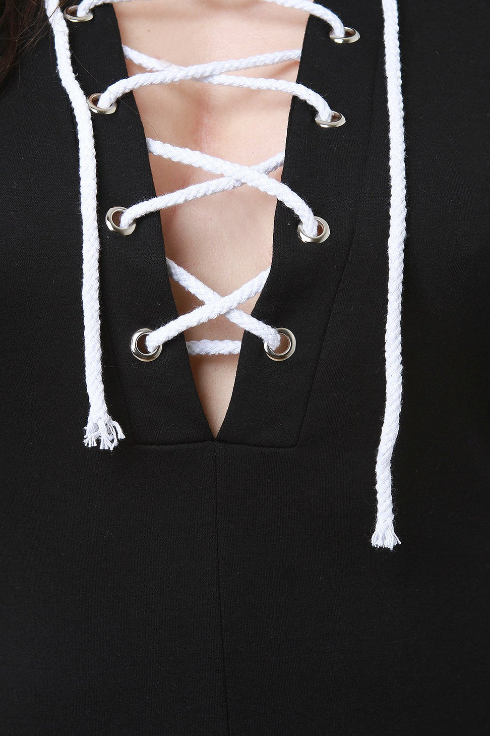 Jersey Knit V-Neck Lace Up Jumpsuit