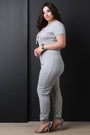 Jersey Knit V-Neck Lace Up Jumpsuit