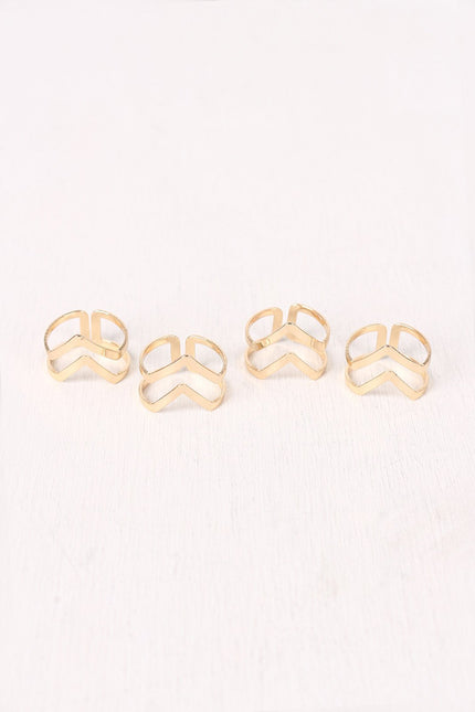 Cutout Chevron Ring Set