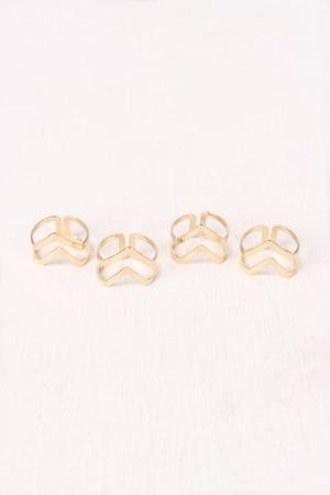 Cutout Chevron Ring Set