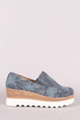Denim Stars Accent Lug Sole Loafer Wedge Sneaker - NoveltyOne