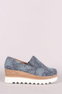 Denim Stars Accent Lug Sole Loafer Wedge Sneaker - NoveltyOne