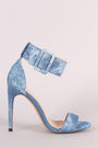 Liliana Denim Ankle Cuff Open Toe Stiletto Heel