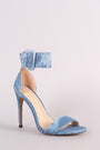 Liliana Denim Ankle Cuff Open Toe Stiletto Heel