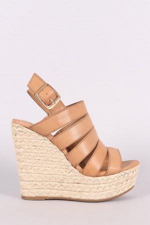 Bamboo Strappy Slingback Espadrille Wedge