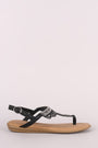 Bamboo Rhinestone Beadwork T-Strap Thong Sandal