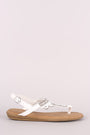Bamboo Rhinestone Beadwork T-Strap Thong Sandal