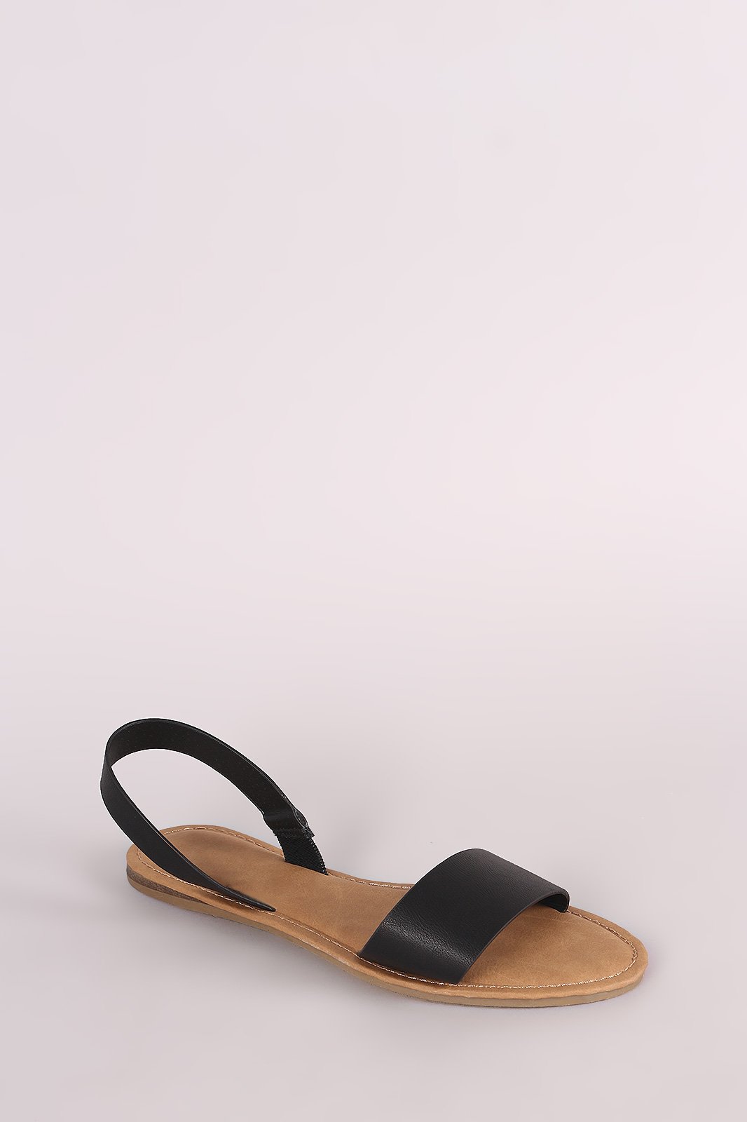 Bamboo Vegan Leather Open Toe Slingback Flat Sandal