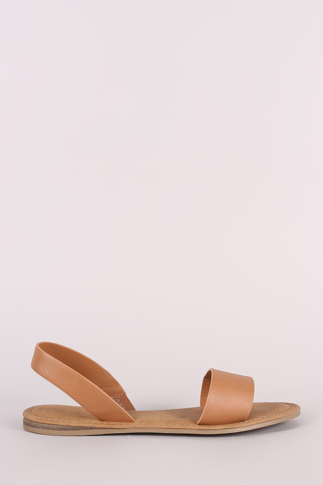 Bamboo Vegan Leather Open Toe Slingback Flat Sandal