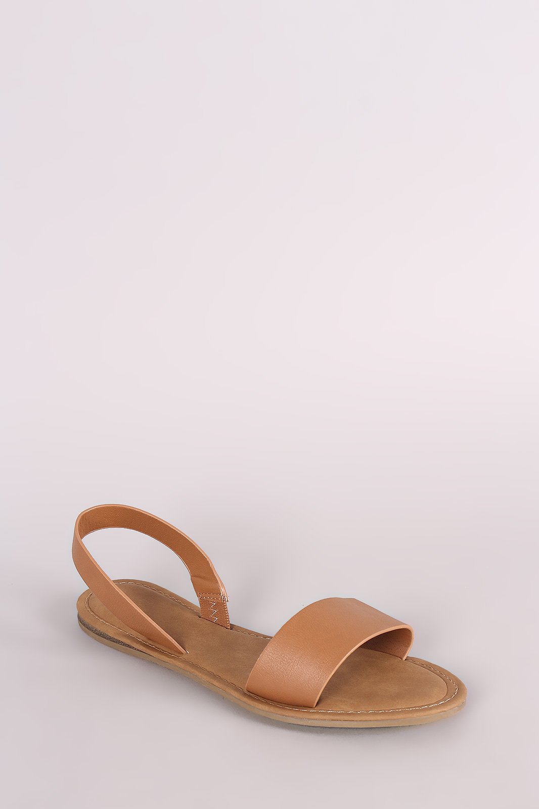 Bamboo Vegan Leather Open Toe Slingback Flat Sandal