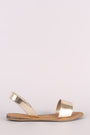 Bamboo Metallic Open Toe Slingback Flat Sandal