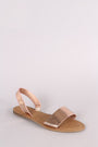 Bamboo Metallic Open Toe Slingback Flat Sandal