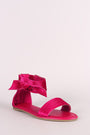 Bamboo Velvet Side Bow Single Band Flat Sandal