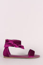 Bamboo Velvet Side Bow Single Band Flat Sandal