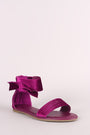 Bamboo Velvet Side Bow Single Band Flat Sandal