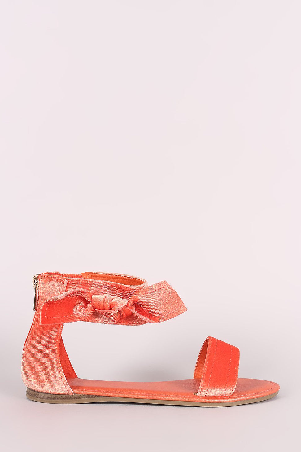 Bamboo Velvet Side Bow Single Band Flat Sandal