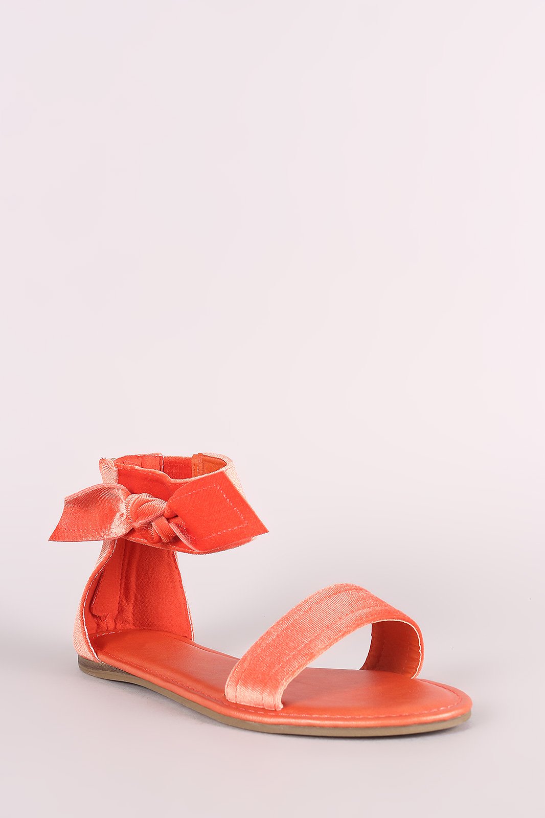 Bamboo Velvet Side Bow Single Band Flat Sandal