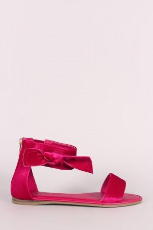 Bamboo Velvet Side Bow Single Band Flat Sandal