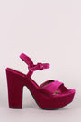 Bamboo Velvet Crisscross Chunky Platform Heel