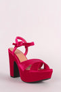 Bamboo Velvet Crisscross Chunky Platform Heel